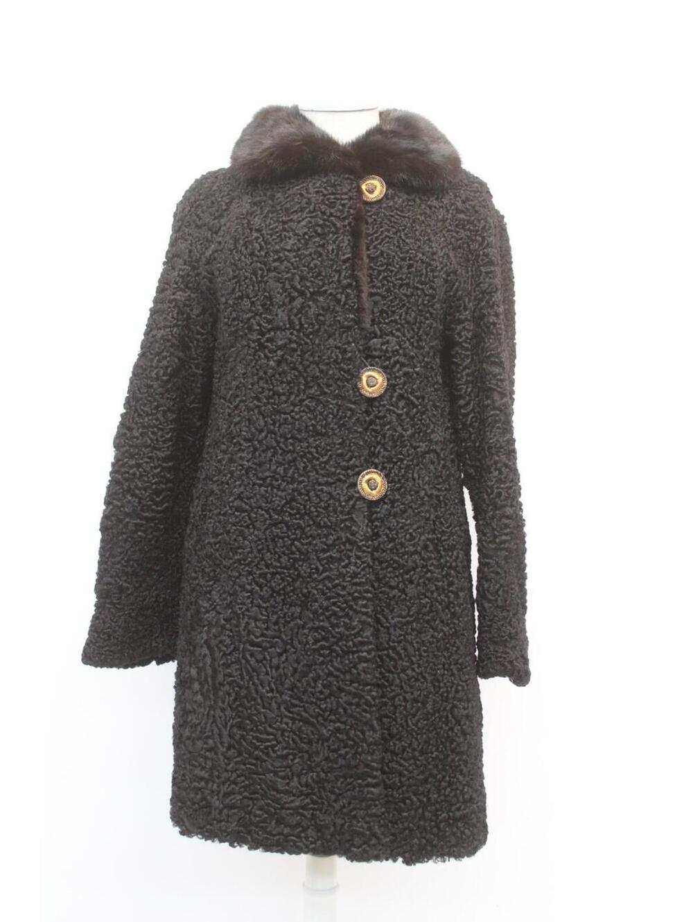 MINT BLACK LAMB & MINK FUR COAT JACKET WOMEN WOMAN SIZE 4-6 SMALL